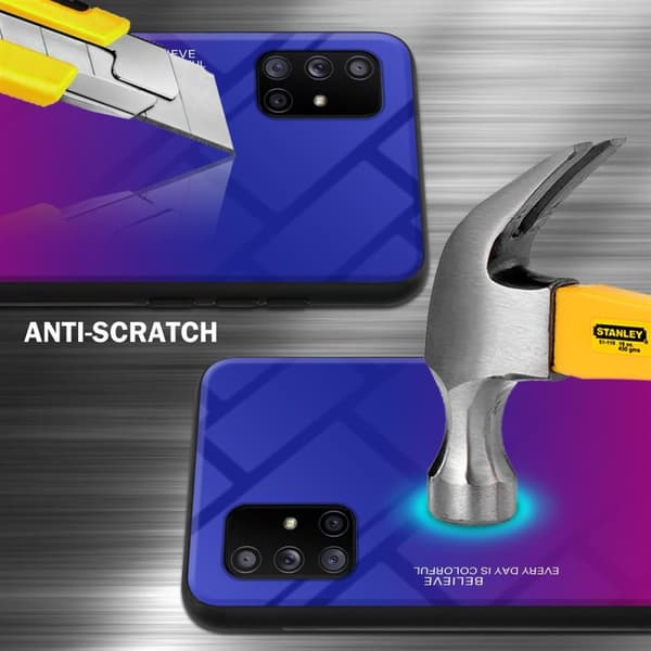 Samsung Galaxy A71 5G Suojakuori Suojakotelo Kaksivärinen joka on valmistettu TPU-silikonista ja jonka takaosa on valmistettu karkaistusta lasista