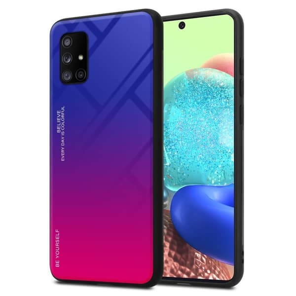 Samsung Galaxy A71 5G Suojakuori Suojakotelo Kaksivärinen joka on valmistettu TPU-silikonista ja jonka takaosa on valmistettu karkaistusta lasista