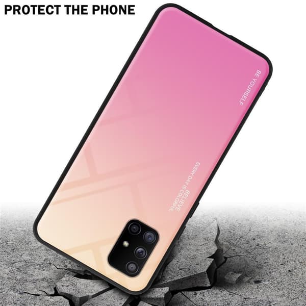 Samsung Galaxy A71 5G Suojakuori Suojakotelo Kaksivärinen joka on valmistettu TPU-silikonista ja jonka takaosa on valmistettu karkaistusta lasista