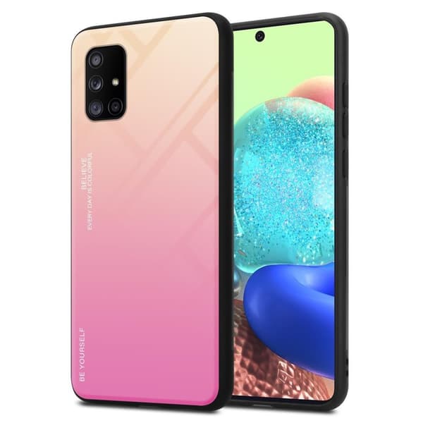 Samsung Galaxy A71 5G Suojakuori Suojakotelo Kaksivärinen joka on valmistettu TPU-silikonista ja jonka takaosa on valmistettu karkaistusta lasista