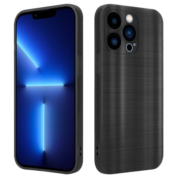 iPhone 13 PRO Skal Fodral Case Cover Mobilskydd av flexibelt TPU-silikon i borstad design Brushed Svart