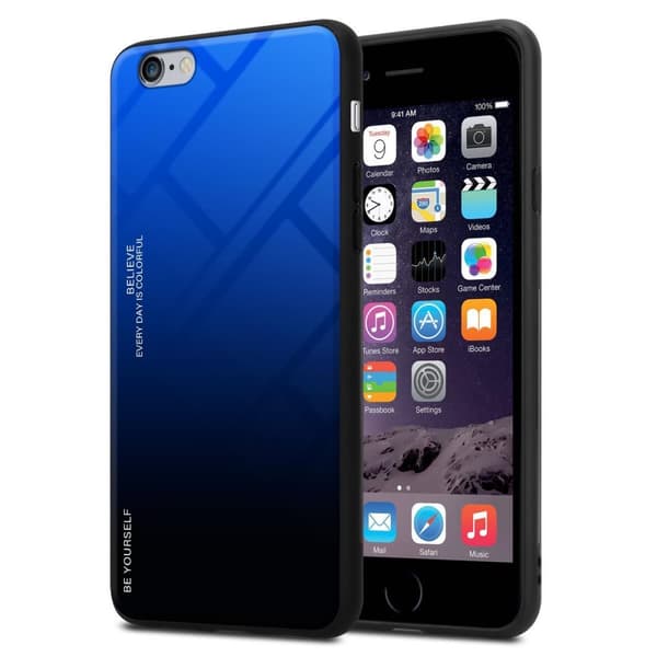 iPhone 6 PLUS / 6S PLUS Suojakuori Suojakotelo Kaksivärinen joka on valmistettu TPU-silikonista ja jonka takaosa on valmistettu karkaistusta lasista