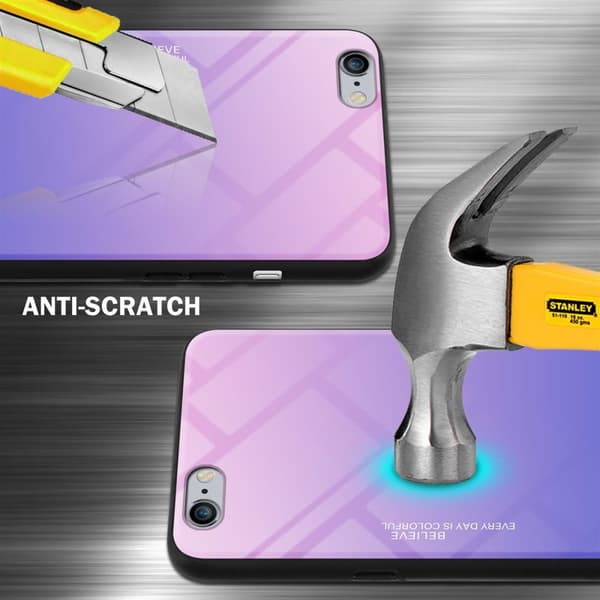 iPhone 6 PLUS / 6S PLUS Suojakuori Suojakotelo Kaksivärinen joka on valmistettu TPU-silikonista ja jonka takaosa on valmistettu karkaistusta lasista