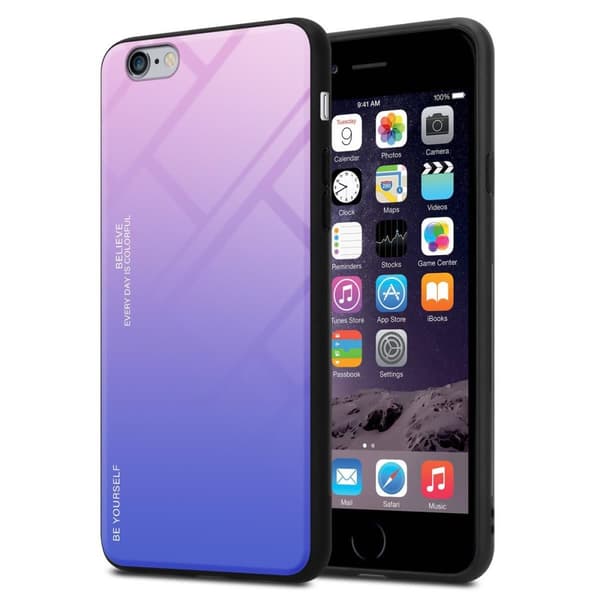 iPhone 6 PLUS / 6S PLUS Suojakuori Suojakotelo Kaksivärinen joka on valmistettu TPU-silikonista ja jonka takaosa on valmistettu karkaistusta lasista