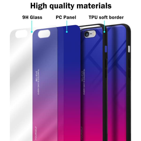 iPhone 6 PLUS / 6S PLUS Suojakuori Suojakotelo Kaksivärinen joka on valmistettu TPU-silikonista ja jonka takaosa on valmistettu karkaistusta lasista