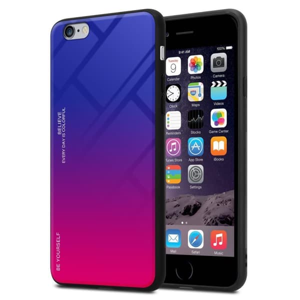 iPhone 6 PLUS / 6S PLUS Suojakuori Suojakotelo Kaksivärinen joka on valmistettu TPU-silikonista ja jonka takaosa on valmistettu karkaistusta lasista