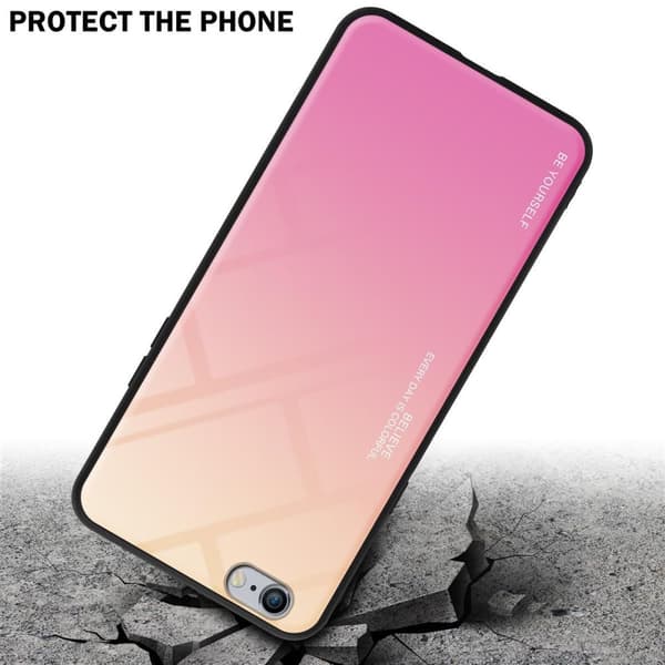 iPhone 6 PLUS / 6S PLUS Suojakuori Suojakotelo Kaksivärinen joka on valmistettu TPU-silikonista ja jonka takaosa on valmistettu karkaistusta lasista