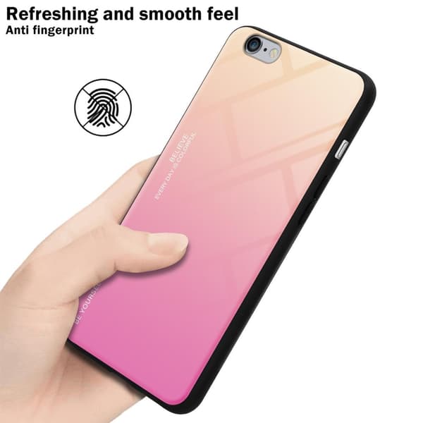 iPhone 6 PLUS / 6S PLUS Suojakuori Suojakotelo Kaksivärinen joka on valmistettu TPU-silikonista ja jonka takaosa on valmistettu karkaistusta lasista