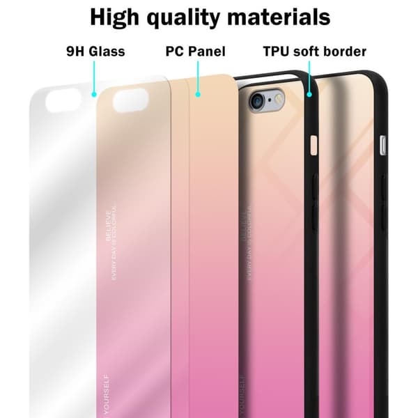 iPhone 6 PLUS / 6S PLUS Suojakuori Suojakotelo Kaksivärinen joka on valmistettu TPU-silikonista ja jonka takaosa on valmistettu karkaistusta lasista