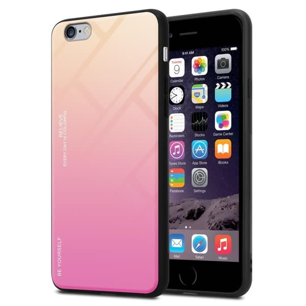 iPhone 6 PLUS / 6S PLUS Suojakuori Suojakotelo Kaksivärinen joka on valmistettu TPU-silikonista ja jonka takaosa on valmistettu karkaistusta lasista