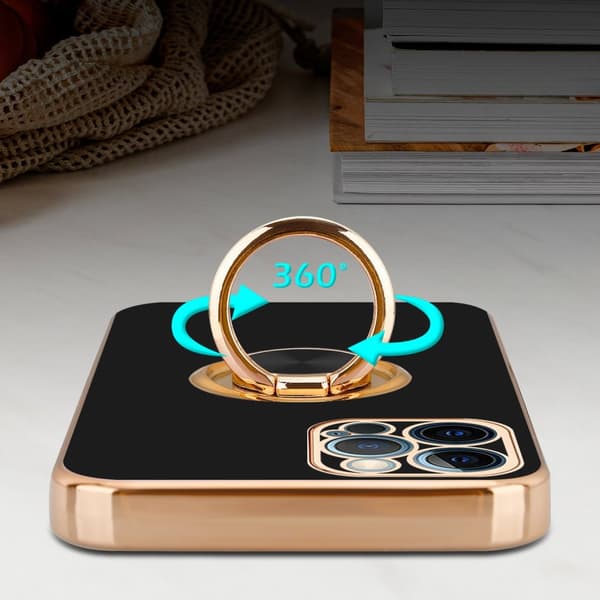 Deksel til iPhone 12 PRO MAX med ring Etui av fleksibel TPU-silikon, med kamerabeskyttelse magnetisk bilholder