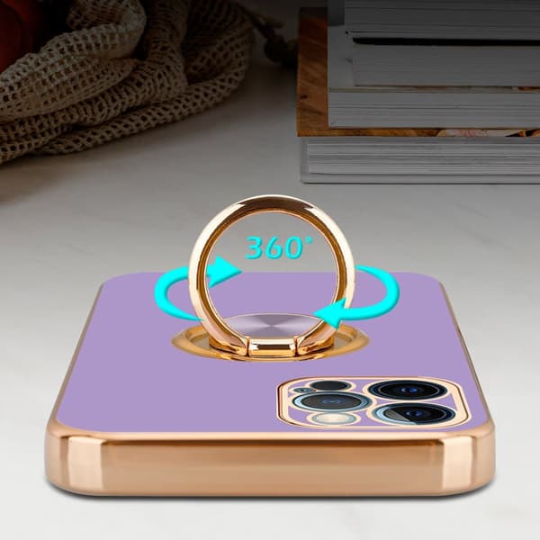 Deksel til iPhone 12 PRO MAX med ring Etui av fleksibel TPU-silikon, med kamerabeskyttelse magnetisk bilholder