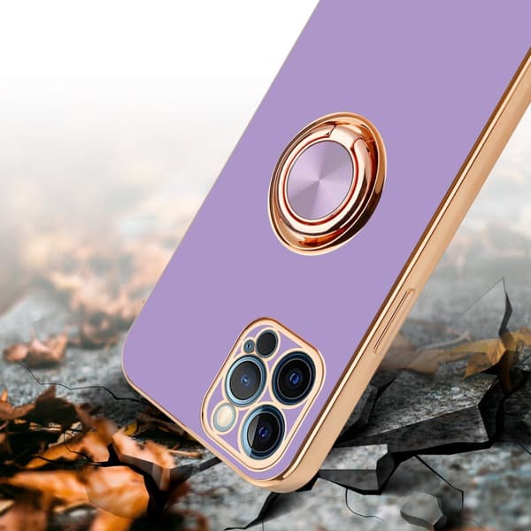 Deksel til iPhone 12 PRO MAX med ring Etui av fleksibel TPU-silikon, med kamerabeskyttelse magnetisk bilholder