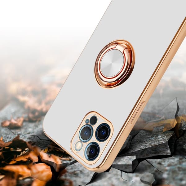 Deksel til iPhone 12 PRO MAX med ring Etui av fleksibel TPU-silikon, med kamerabeskyttelse magnetisk bilholder