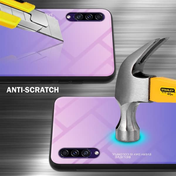 Samsung Galaxy A50 4G / A50s / A30s Skal Fodral i två färger av TPU-silikon och baksida av härdat glas Case Cover Mobilskydd