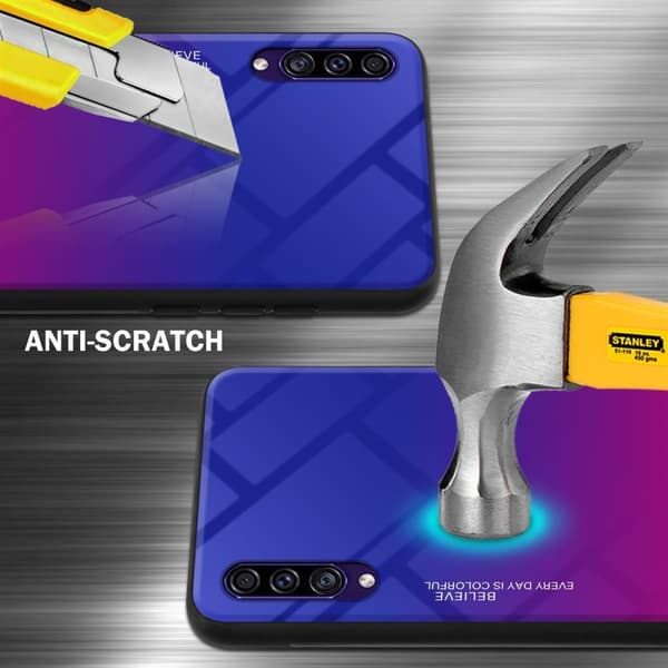 Samsung Galaxy A50 4G / A50s / A30s Skal Fodral i två färger av TPU-silikon och baksida av härdat glas Case Cover Mobilskydd