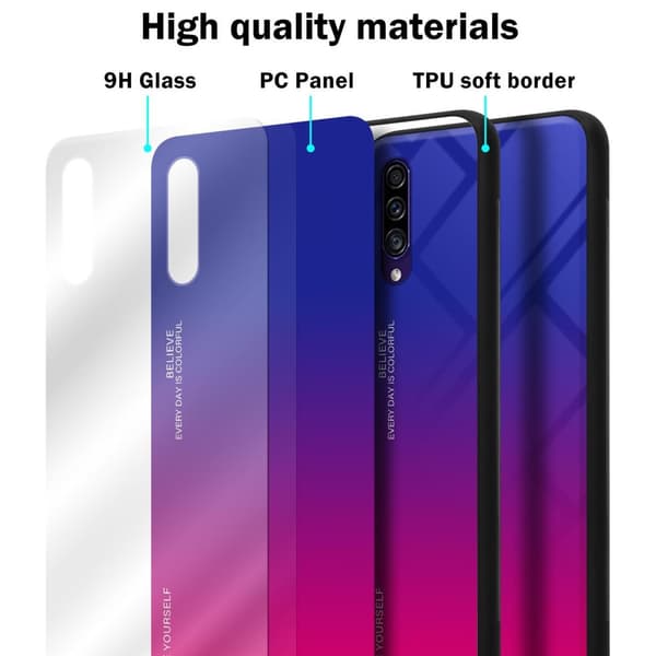Samsung Galaxy A50 4G / A50s / A30s Skal Fodral i två färger av TPU-silikon och baksida av härdat glas Case Cover Mobilskydd