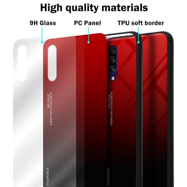 Samsung Galaxy A50 4G / A50s / A30s Skal Fodral i två färger av TPU-silikon och baksida av härdat glas Case Cover Mobilskydd