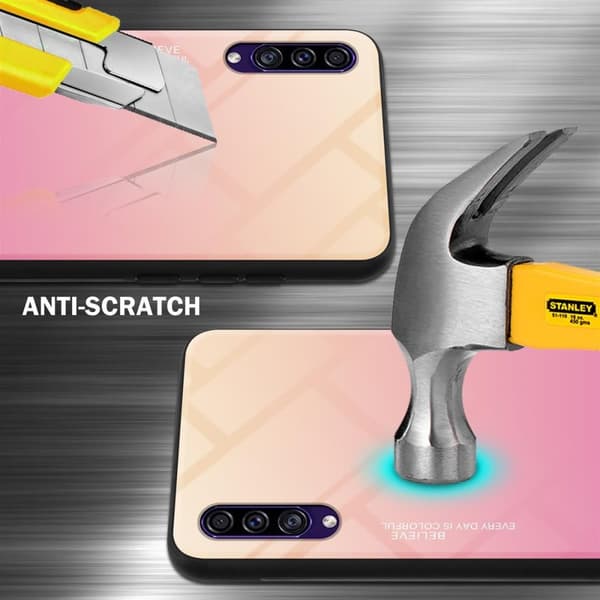 Samsung Galaxy A50 4G / A50s / A30s Skal Fodral i två färger av TPU-silikon och baksida av härdat glas Case Cover Mobilskydd