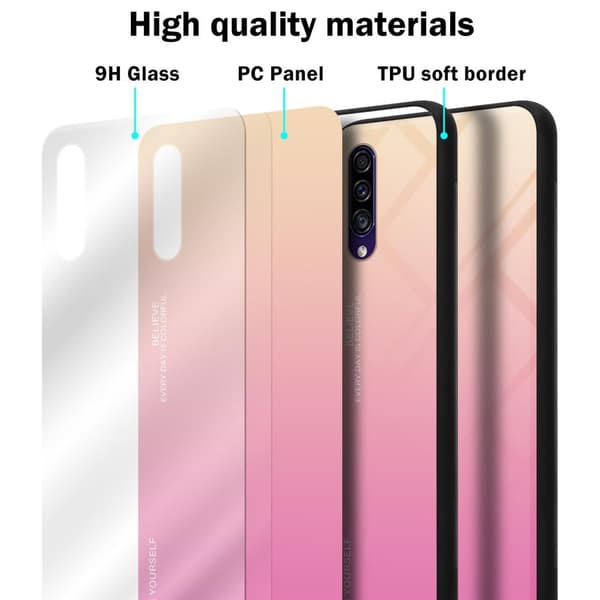 Samsung Galaxy A50 4G / A50s / A30s Skal Fodral i två färger av TPU-silikon och baksida av härdat glas Case Cover Mobilskydd