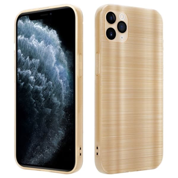Deksel til iPhone 11 PRO MAX Beskyttelsesdeksel laget av fleksibel TPU-silikon i børstet design Børstet gull