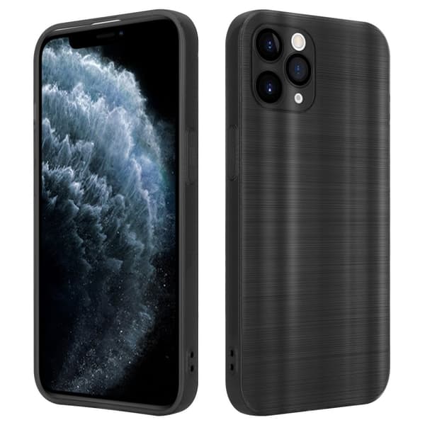 iPhone 11 PRO Skal Fodral Case Cover Mobilskydd av flexibelt TPU-silikon i borstad design Brushed Svart