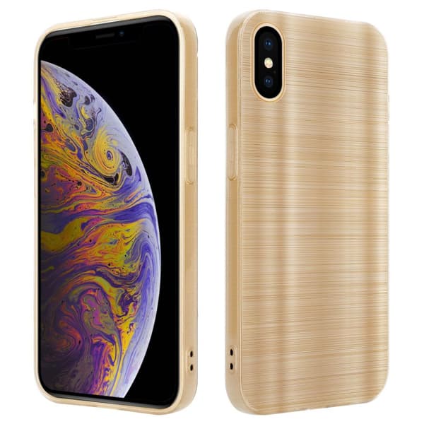 Deksel til iPhone XS MAX Beskyttelsesdeksel laget av fleksibel TPU-silikon i børstet design Børstet gull