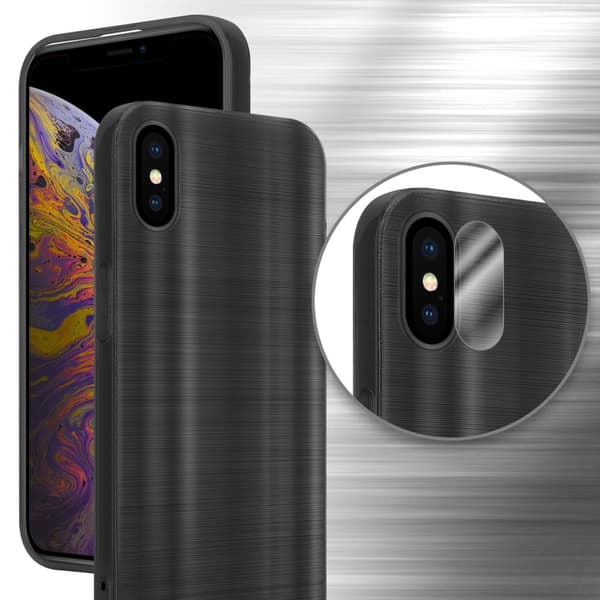 iPhone XS MAX Skal Fodral Case Cover Mobilskydd av flexibelt TPU-silikon i borstad design