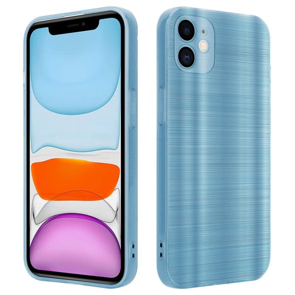 Deksel til iPhone 11 Beskyttelsesdeksel laget av fleksibel TPU-silikon i børstet design Børstet turkis