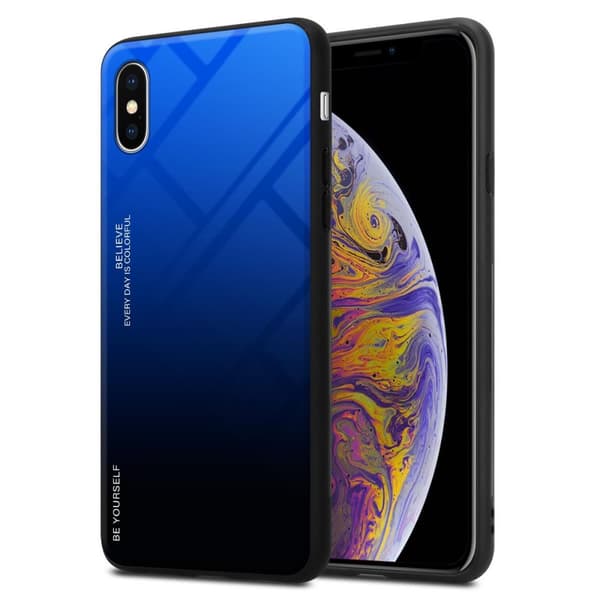 Deksel til iPhone XS MAX Silikondeksel av TPU-silikon og bakside av herdet glass