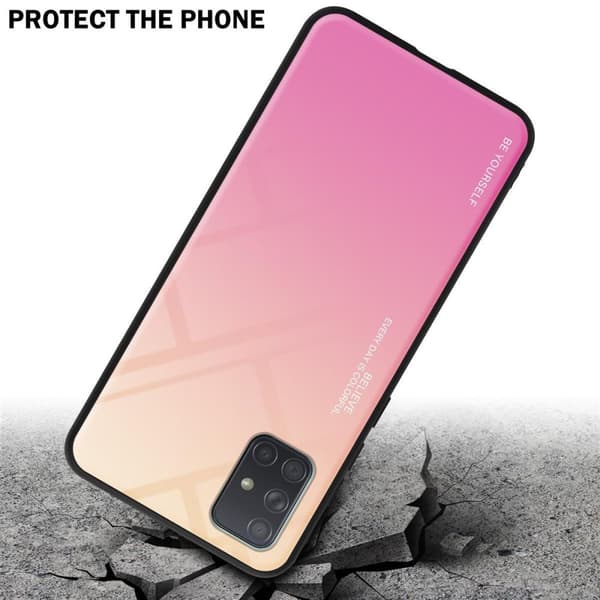 Samsung Galaxy A71 4G Suojakuori Suojakotelo Kaksivärinen joka on valmistettu TPU-silikonista ja jonka takaosa on valmistettu karkaistusta lasista