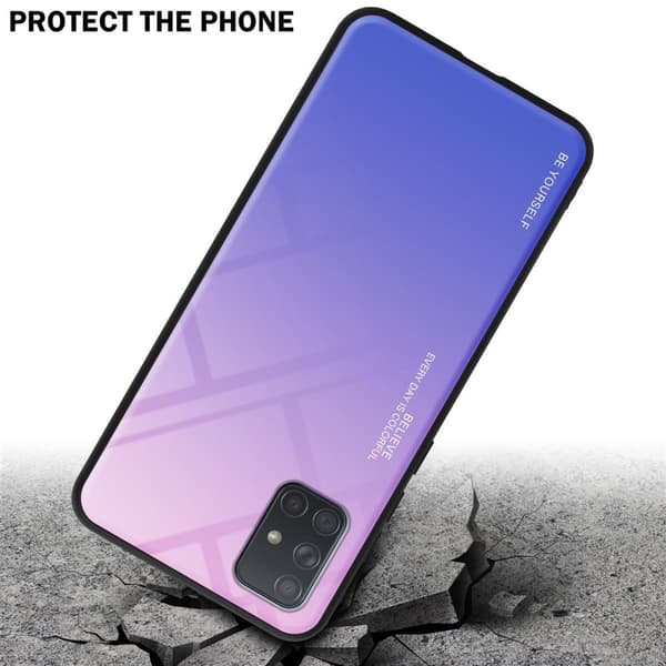 Samsung Galaxy A71 4G Suojakuori Suojakotelo Kaksivärinen joka on valmistettu TPU-silikonista ja jonka takaosa on valmistettu karkaistusta lasista