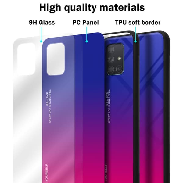 Samsung Galaxy A71 4G Skal Fodral i två färger av TPU-silikon och baksida av härdat glas Case Cover Mobilskydd