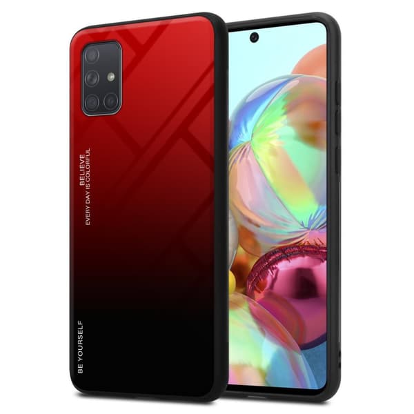 Samsung Galaxy A71 4G Skal Fodral i två färger av TPU-silikon och baksida av härdat glas Case Cover Mobilskydd