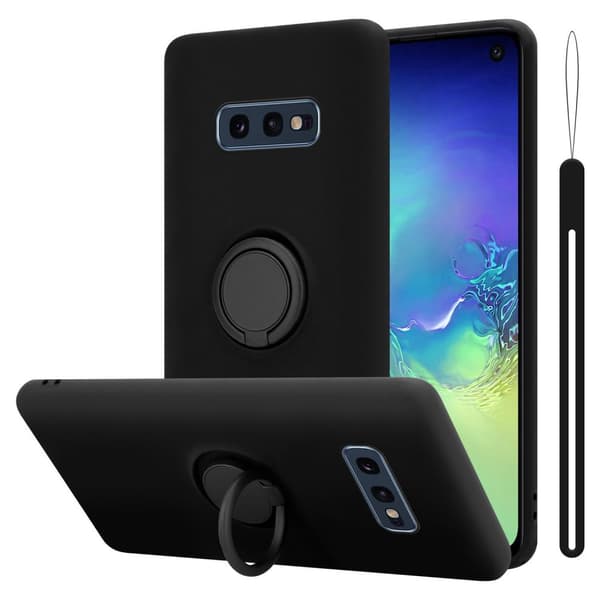 Samsung Galaxy S10e Skal Fodral Mobilskydd av flexibelt TPU-silikon med ring Skyddsfodral Case Cover LIQUID SVART