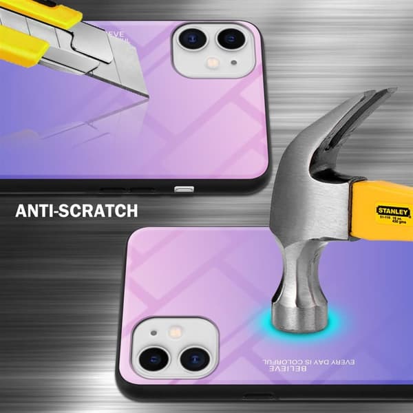 iPhone 11 Skal Fodral i två färger av TPU-silikon och baksida av härdat glas Case Cover Mobilskydd