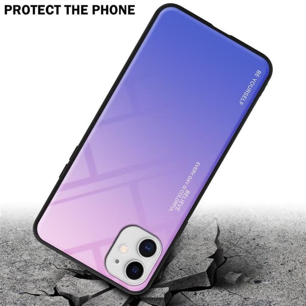 iPhone 11 Skal Fodral i två färger av TPU-silikon och baksida av härdat glas Case Cover Mobilskydd
