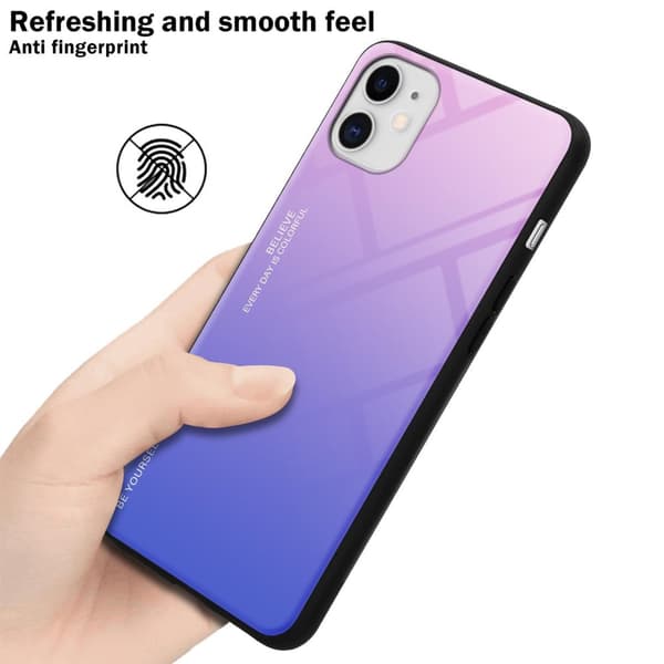 iPhone 11 Skal Fodral i två färger av TPU-silikon och baksida av härdat glas Case Cover Mobilskydd