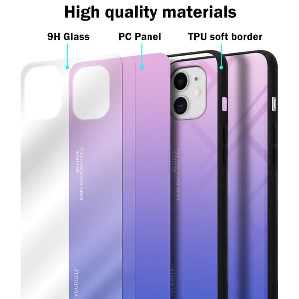 iPhone 11 Skal Fodral i två färger av TPU-silikon och baksida av härdat glas Case Cover Mobilskydd