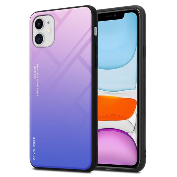 iPhone 11 Skal Fodral i två färger av TPU-silikon och baksida av härdat glas Case Cover Mobilskydd