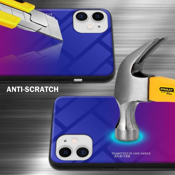 iPhone 11 Skal Fodral i två färger av TPU-silikon och baksida av härdat glas Case Cover Mobilskydd