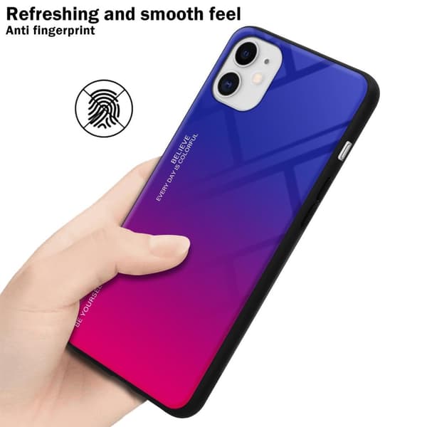 iPhone 11 Skal Fodral i två färger av TPU-silikon och baksida av härdat glas Case Cover Mobilskydd