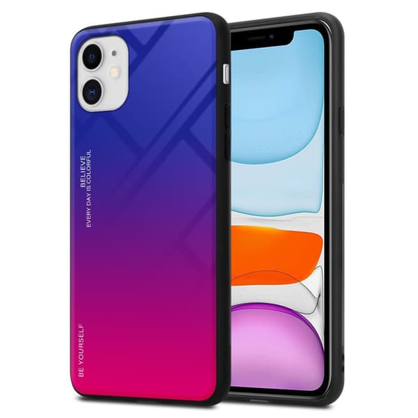 iPhone 11 Skal Fodral i två färger av TPU-silikon och baksida av härdat glas Case Cover Mobilskydd