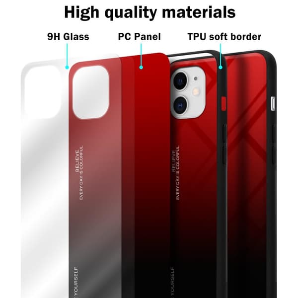 iPhone 11 Skal Fodral i två färger av TPU-silikon och baksida av härdat glas Case Cover Mobilskydd