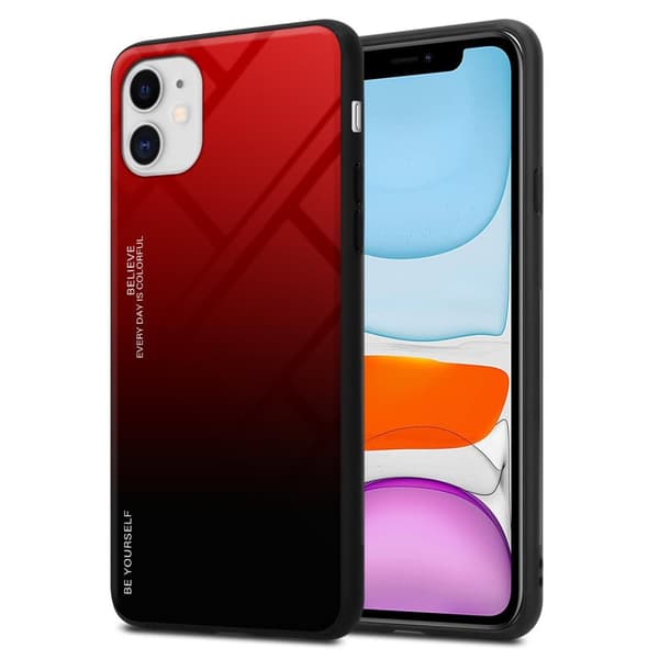iPhone 11 Skal Fodral i två färger av TPU-silikon och baksida av härdat glas Case Cover Mobilskydd