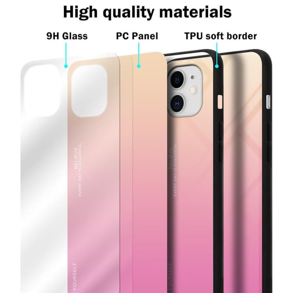 iPhone 11 Skal Fodral i två färger av TPU-silikon och baksida av härdat glas Case Cover Mobilskydd
