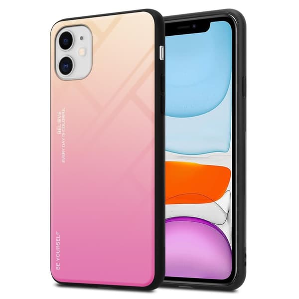 iPhone 11 Skal Fodral i två färger av TPU-silikon och baksida av härdat glas Case Cover Mobilskydd