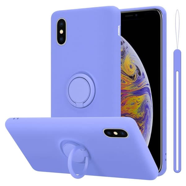 iPhone XS MAX Skal Fodral Mobilskydd av flexibelt TPU-silikon med ring Skyddsfodral Case Cover LIQUID LJUS LILA