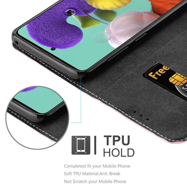 Lommebokdeksel til Samsung Galaxy A51 4G / M40s Deksel med magnetisk lukking, stativfunksjon og kortlomme