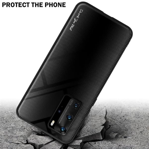 Deksel til Huawei P40 PRO / P40 PRO+ Stripe optics Silikondeskel laget av TPU-silikon og bakside av herdet glass